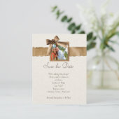 Rustikales Burlap-Foto Save the Date Einladung (Stehend Vorderseite)