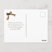 Rustikales Burlap-Foto Save the Date Postkarte (Rückseite)