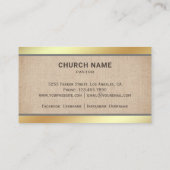 Rustikales Burlap Gold Foil Jesus Christus Kreuzpa Visitenkarte (Rückseite)