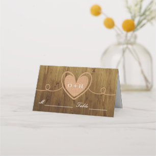 Rustikales Burlap Herz Hochzeitsplatzkarten Platzkarte