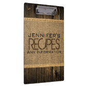 Rustikales Burlap Kitchen Kochen Vintages Holz Klemmbrett (Rechts)