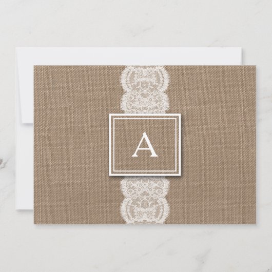 Rustikales Burlap & Lace | 3 Foto Geburtsankündigu Ankündigung (Rückseite)
