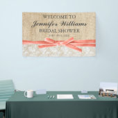 Rustikales Burlap Lace Corner Ribbon Brautparty Banner (Messeveranstaltung)