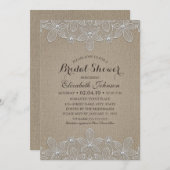 Rustikales Burlap Lace Elegantes Vintages Brautpar Einladung (Vorne/Hinten)