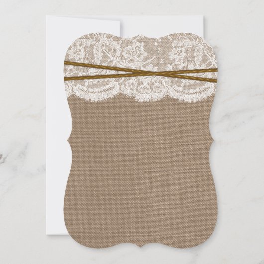 Rustikales Burlap & Lace Horseshoe Brautparty Einladung (Rückseite)