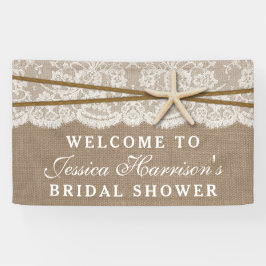 Rustikales Burlap, Lace & Starfish Beach Brautpart Banner