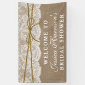 Rustikales Burlap, Lace & Twine Bow Brautparty Banner (Vertikal)