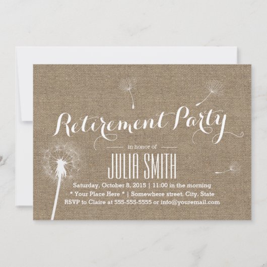 Rustikales Burlap-Leuchter-Party Einladung (Vorderseite)