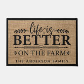 Rustikales Burlap Life ist besser auf dem Bauernho Fußmatte (Vorderseite)