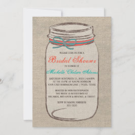 Rustikales Burlap Mason Jar Bridal Dusche Einladun Einladung