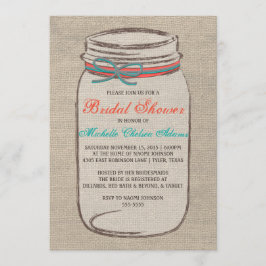 Rustikales Burlap Mason Jar Bridal Dusche Einladun Einladung