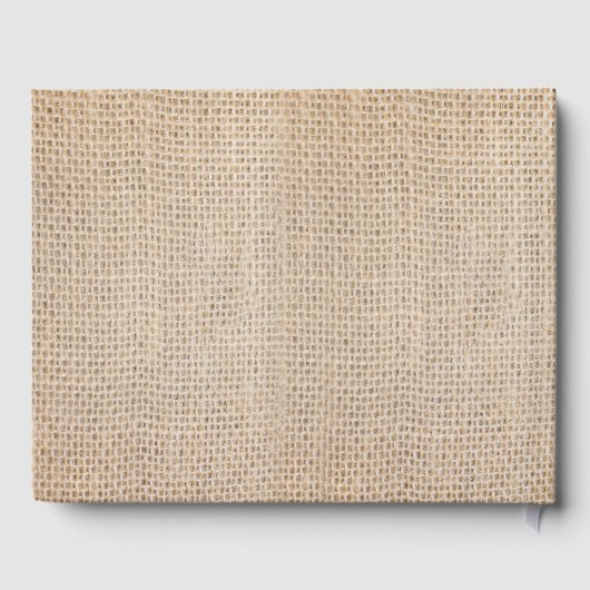 Rustikales Burlap Orange Foto Wedding Gästebuch (Rückseite)