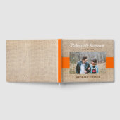 Rustikales Burlap Orange Foto Wedding Gästebuch (Voll)