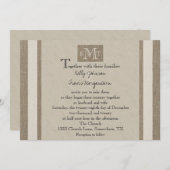 Rustikales Burlap-Pergament sehen Hochzeitseinladu Einladung (Vorne/Hinten)