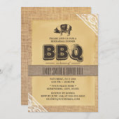 Rustikales Burlap Pig Roast GRILLEN Probe Dinner Einladung (Vorne/Hinten)