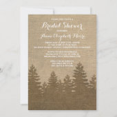 Rustikales Burlap Pine Trees Winter Brautparty Einladung (Vorderseite)
