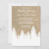 Rustikales Burlap Pine Trees Winter Brautparty Einladung (Vorderseite)