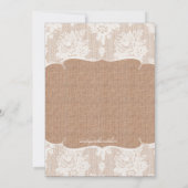 Rustikales Burlap Print & Lace Save the Date (Rückseite)