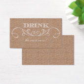 Rustikales Burlap Print Wedk Drink Ticket (Schreibtisch)