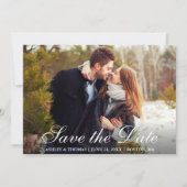 Rustikales Burlap Save the Date Couple Foto Einladung (Vorderseite)