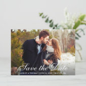 Rustikales Burlap Save the Date Couple Foto Einladung (Stehend Vorderseite)