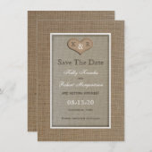 Rustikales Burlap Save the Date Einladung (Vorne/Hinten)
