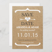 Rustikales Burlap Save the Date Postkarte (Vorne/Hinten)