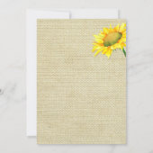 Rustikales Burlap-Sonnenblumen-Brautparty Einladung (Rückseite)