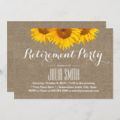 Rustikales Burlap-Sonnenblumen-Rente-Party Einladung (Vorne/Hinten)
