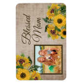 Rustikales Burlap Sonnenblumen Selige Mama Foto Magnet (Vertikal)