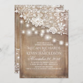 Rustikales Burlap-String Lights Lace Probe Dinner Einladung (Vorne/Hinten)