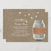 Rustikales Burlap Twine & Mason Jar Brautparty Einladung (Vorne/Hinten)