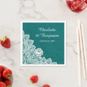 Rustikales Burlap und Lace Aquamarin Wedding Napki Serviette (Beispiel)