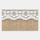 Rustikales Burlap und Lace Rechteckiger Aufkleber (Vorderseite)