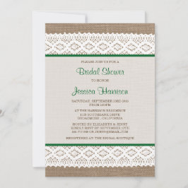 Rustikales Burlap & Vintages White Lace Brautparty Einladung