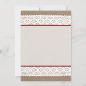 Rustikales Burlap & Vintages White Lace Brautparty Einladung (Rückseite)