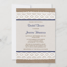 Rustikales Burlap & Vintages White Lace Brautparty Einladung