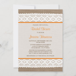 Rustikales Burlap & Vintages White Lace Brautparty Einladung