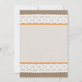 Rustikales Burlap & Vintages White Lace Brautparty Einladung (Rückseite)