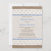 Rustikales Burlap & Vintages White Lace Brautparty Einladung (Vorderseite)