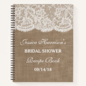 Rustikales Burlap & White Lace Brautparty Rezept Notizblock (Vorderseite)