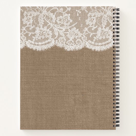 Rustikales Burlap & White Lace Brautparty Rezept Notizblock (Rückseite)