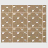 Rustikales Burlap White Monogram Wrapping Paper Geschenkpapier (Flach)