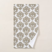 Rustikales Burlap & White Royal Glam Damask Badhandtuch Set (Handtuch)