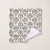 Rustikales Burlap & White Royal Glam Damask Badhandtuch Set (Waschlappen)