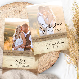 Rustikales Burlap Wood Pampass Grass Boho Foto Save The Date