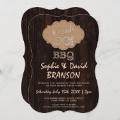 Rustikales Burlap Wood Wir machen noch GRILLEN Ein Einladung (Vorne/Hinten)