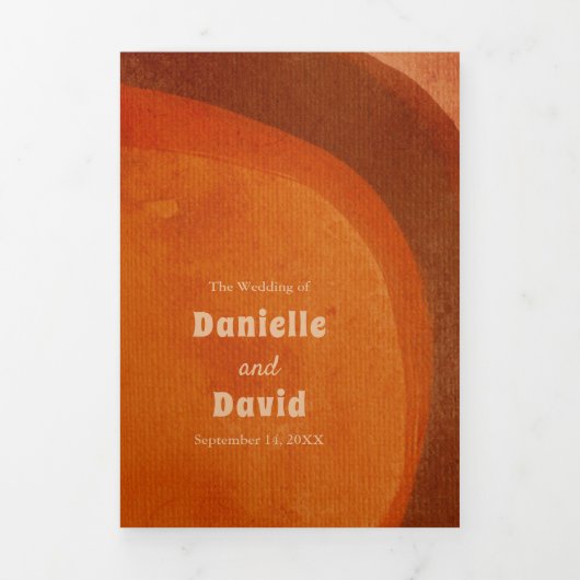 Rustikales Burnt Orange Arch Foto Moderne Hochzeit Dreifach Gefaltete Einladung (Cover)