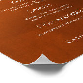 Rustikales Burnt Orange Bar Menu für Hochzeiten im Poster (Ecke)