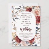 Rustikales Burnt Orange Boho Foto Hochzeit Einladung (Vorderseite)